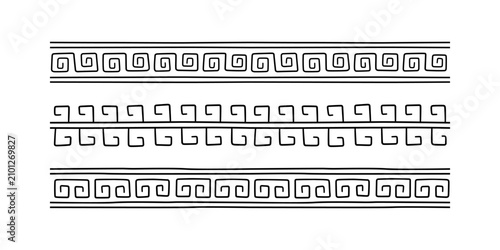 Tableau sur toile Ancient Greek doodle seamless border