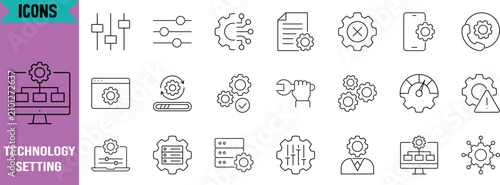Foto Technology engineering settings line icons