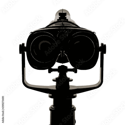 Photography A minimalist vector illustration of a binocular viewer on a stand with a solid w