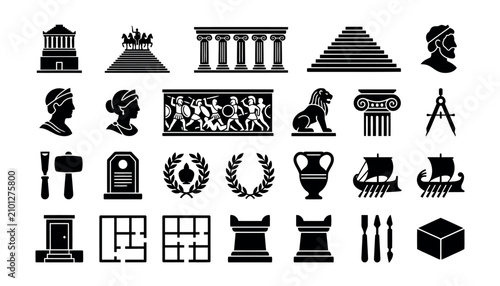 Collection of Ancient Greek Symbols and Icons.