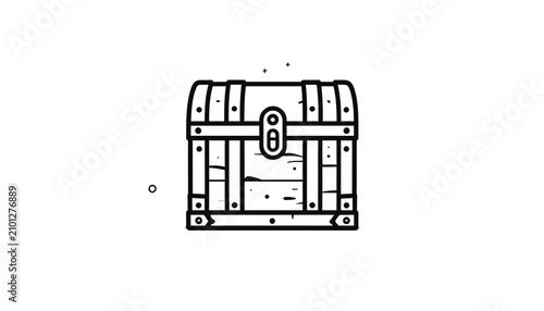Canvastavla Old wooden treasure chest with lock.