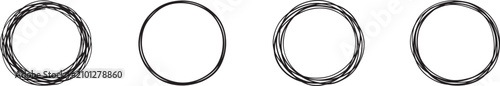 Hand drawn circle line sketch vector set with doodle shapes, editable EPS design for creative projects.