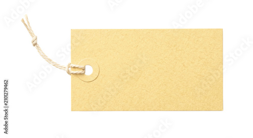 Fotografie Blank kraft paper tag with twine string for labeling or pricing items