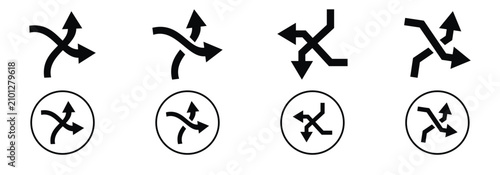 Schilderij op canvas Shuffle Arrow Icon Set, Media Random Playback and Playlist Mix Ordering Vector S