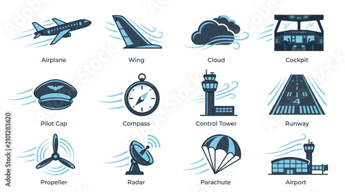 Airport and Aviation Icons Set