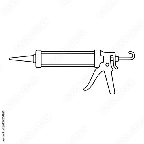 Foto Vector icon of a caulking gun tool for construction and repair work, simple line art illustration, minimalist black outline on white background, scalable graphic for design projects and web use