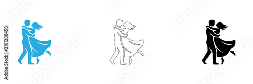 Bild auf Leinwand Couple dancing ballroom in three styles isolated on transparent background, Vect