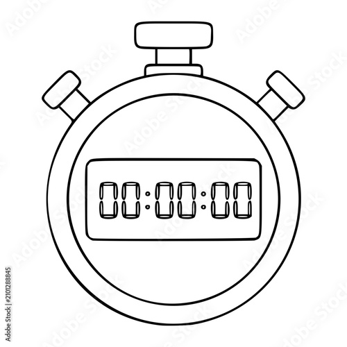 Картината върху платно Minimalist Line Art Stopwatch Vector Icon - Timer Illustration for Sports Design