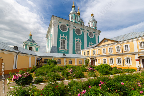 Building of Assumption Cathedral in Smolensk, Russia. Orthodox temple