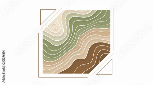 Abstract Topographic Map Lines, Earth Tone Color Palette, Modern Design