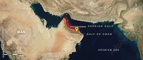 Quadro su tela Oman Map Location Persian Gulf