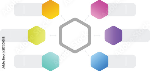 Hexagonal Core Mind Map Infographic Template 6 Steps