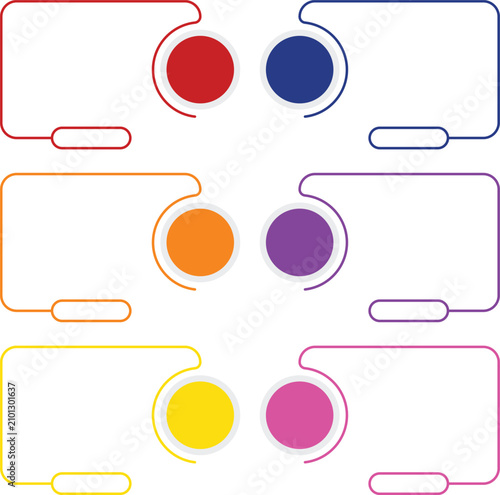 Dual Column Outline Text Frame Infographic Template 6 Steps