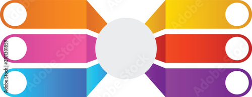 Central Circle Outward Branching Banner Infographic Template 6 Steps
