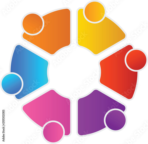 Circular Teamwork Group Sector Infographic Template 6 Steps