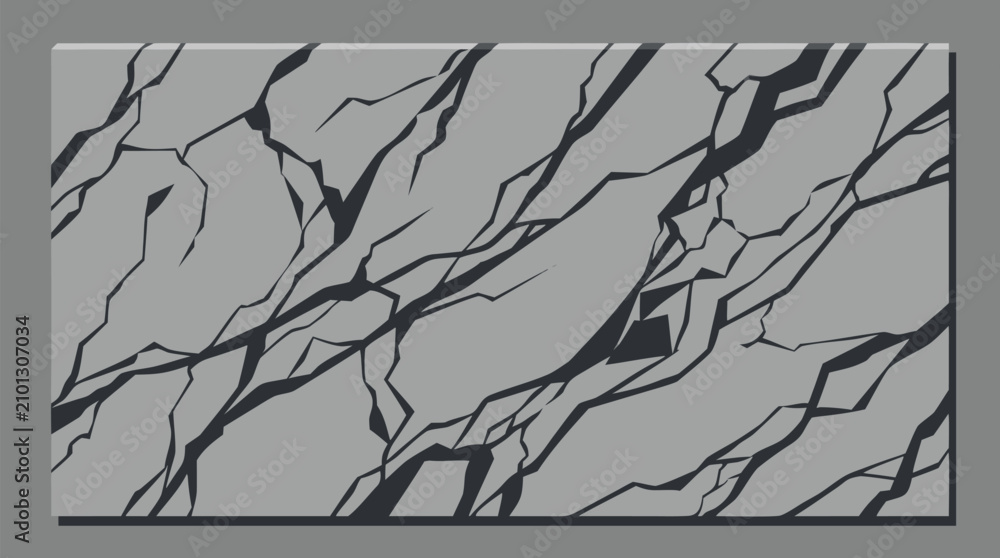 Fototapeta premium Grey marble slab vector texture with dramatic dark veining, cracked stone pattern, polished architectural surface, elegant luxury background for interiors, tiles, counters, branding and design
