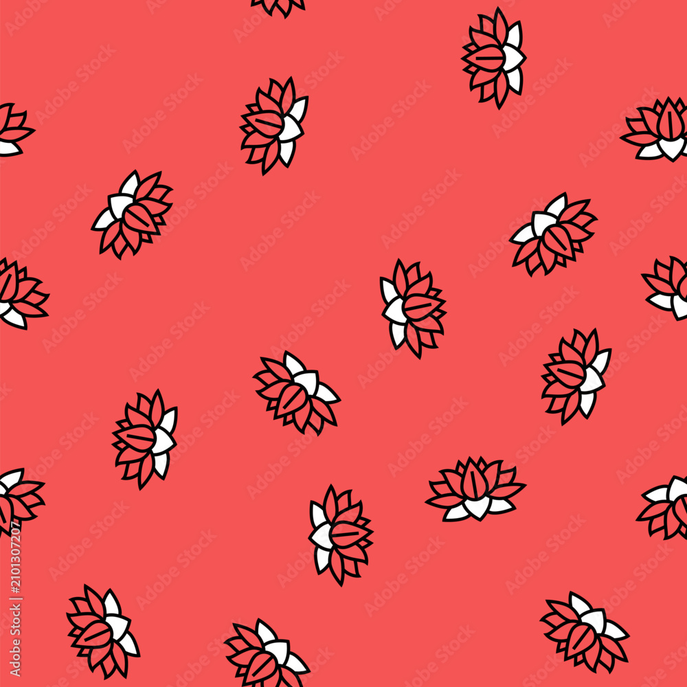 Obraz premium flower art tattoo vintage vector seamless pattern flower art tattoo vintage sign illustration