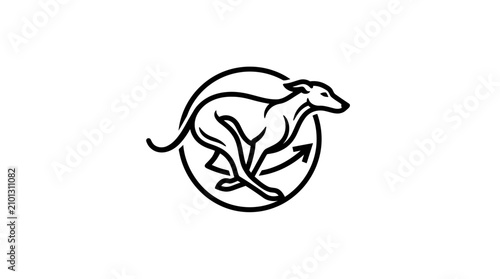 Fotografie Circular greyhound logo with dynamic swirl and motion.