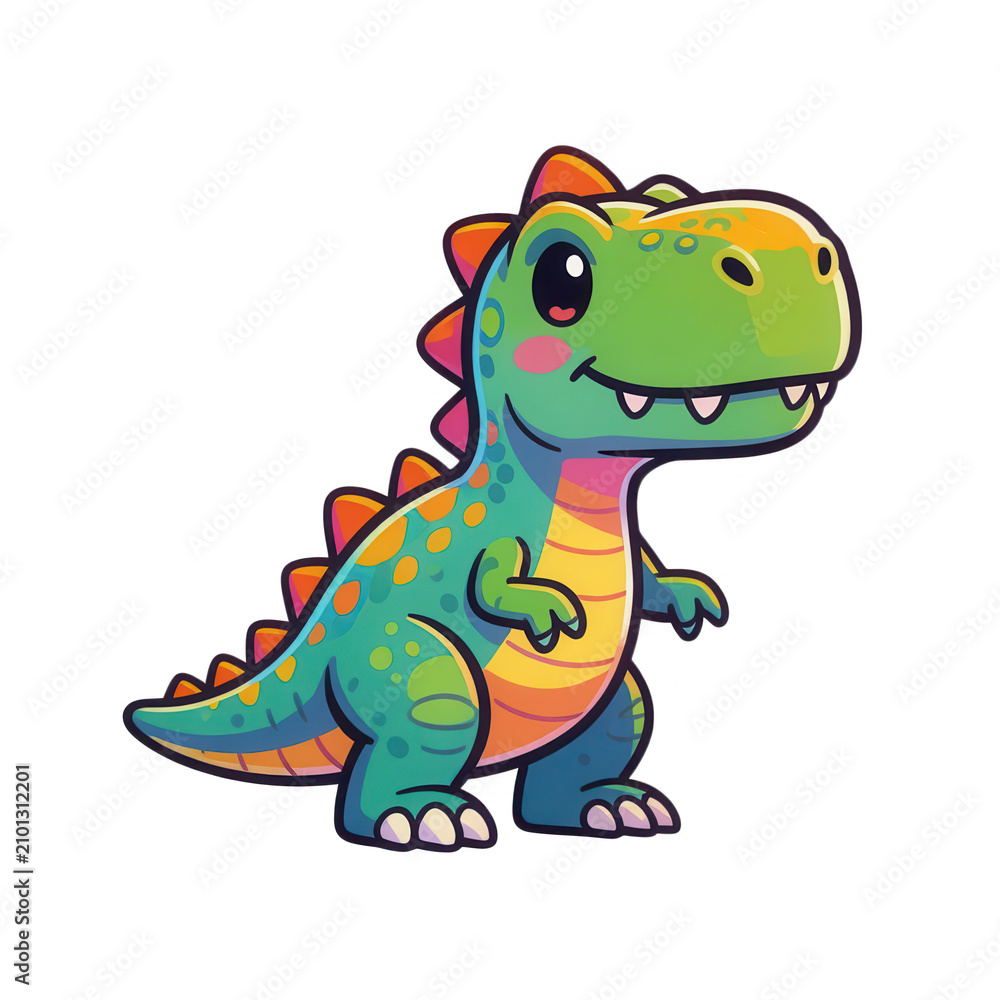 Fototapeta premium Colorful Cartoon Dinosaur Transparent Background