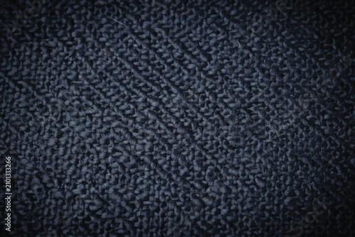 Woven Fabric Texture Dark Blue Close-up Abstract Background