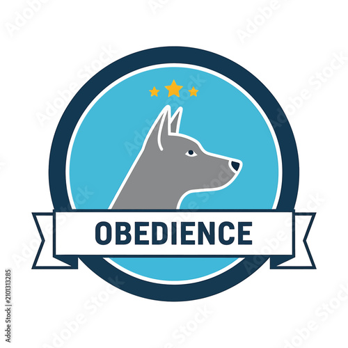Schilderij op canvas Obedient dog training illustration graphic.