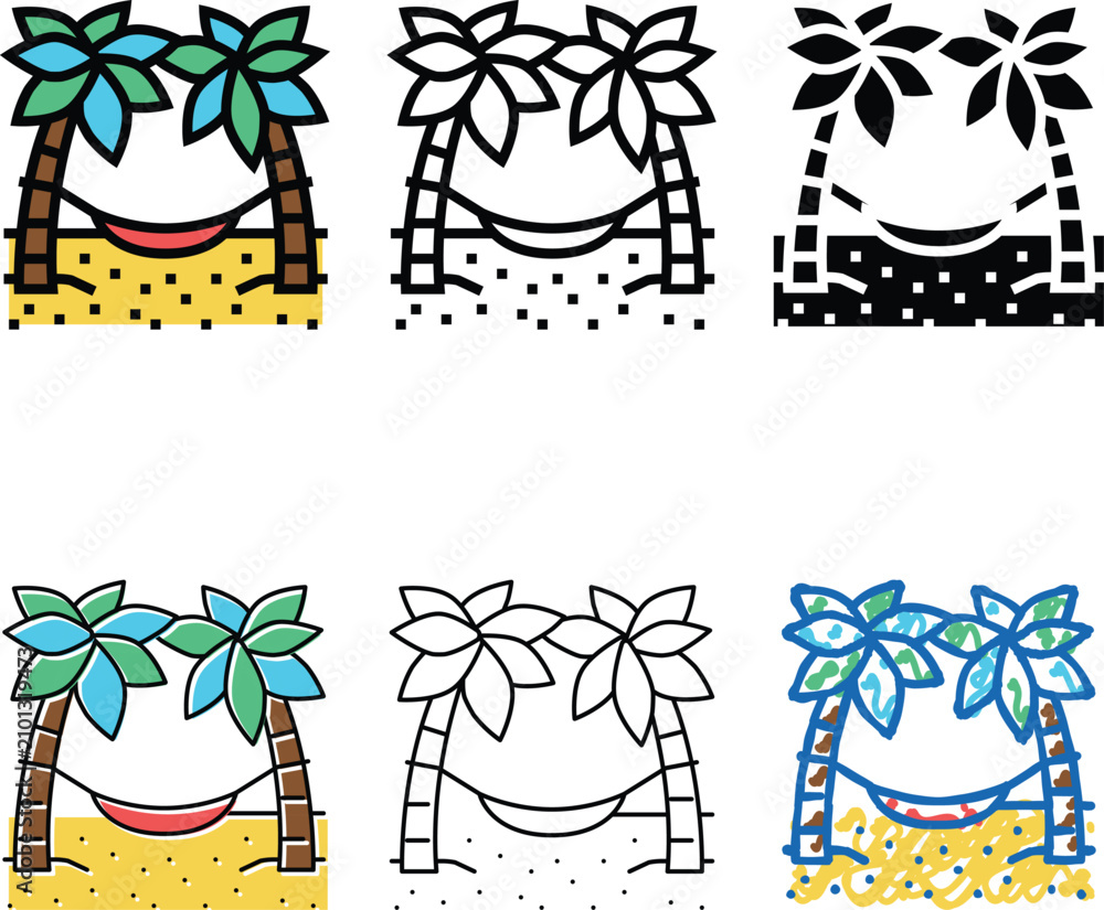 Fototapeta premium hammock between palm trees color icon vector. hammock between palm trees sign. isolated modern symbol