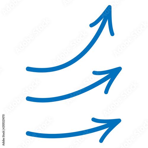 青色の手書き矢印　