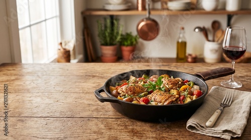 Escenas de cocina profesional y estilo de vida gastronómico con espacio para publicidad