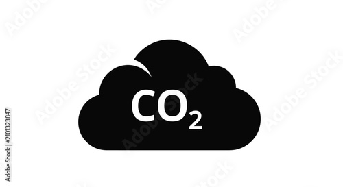 Konstfotografi Black cloud silhouette containing the chemical formula for carbon dioxide co2