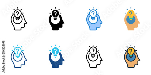 Tableau sur toile Thought provoking icons set multiple style collection