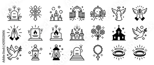 Принти на полотні Funeral and Memorial Icons: Grief, Remembrance, and Spirituality Symbols