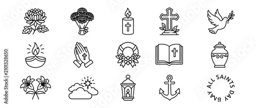 Canvastavla Funeral Icons Set: Grief, Remembrance, and Hope Symbols