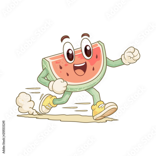 Cute watermelon character design running