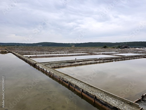 Fotografía Geometric Salt Crystallization Fields at Secovlje Salina Nature Park