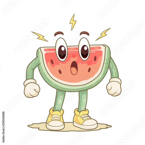 illustration of a surprised watermelon