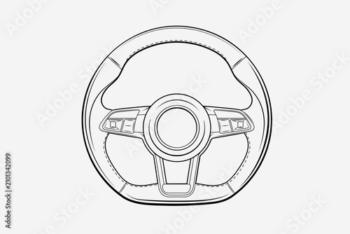 Outline 2D vector image of a car steering wheel