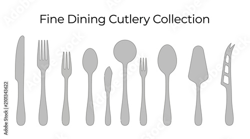 Canvastavla Silhouetted set of various cutlery including forks, spoons, and specialty knives