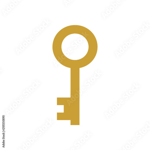 Isolated antique golden key on a white background, symbolizing access, security, and solutions