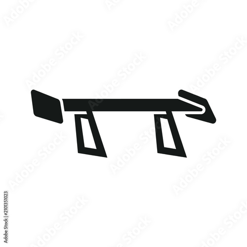Isolated black silhouette of a car spoiler, sports aerodynamic accessory, simple automotive icon