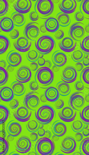 Vibrant Green Background with Colorful Swirling Patterns