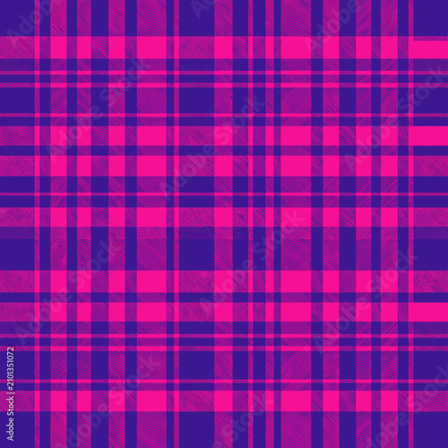 Vibrant Pink and Purple Plaid Fabric Texture Pattern