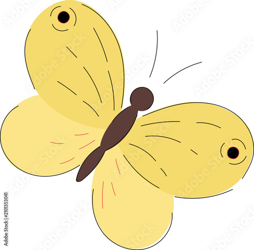 Vector illustration of yellow butterfly