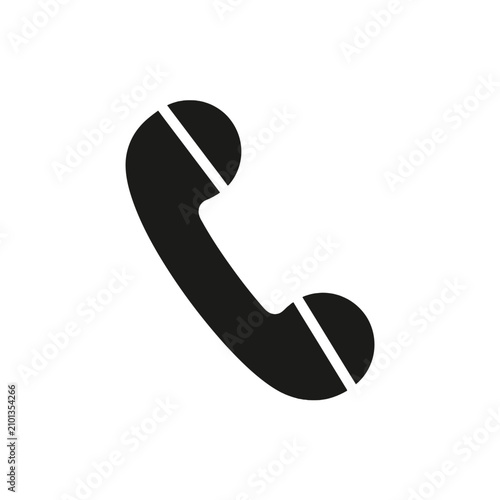 Photos Isolated black telephone receiver icon on a white background, communication symb