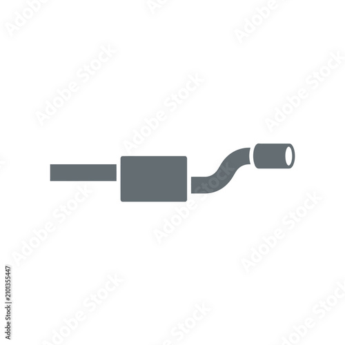 Photos Isolated silhouette of a car exhaust pipe and muffler system, automotive part ic