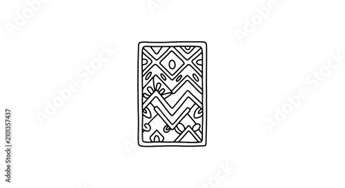Quadro su tela Rectangular frame with intricate geometric and floral patterns