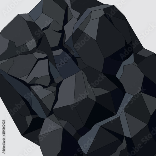Fotografía Dark gray geometric crystal rock formation.