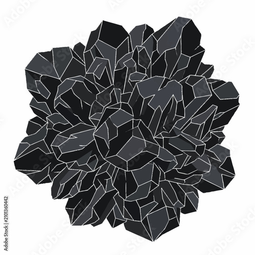 Black Crystal Cluster Rock Formation.
