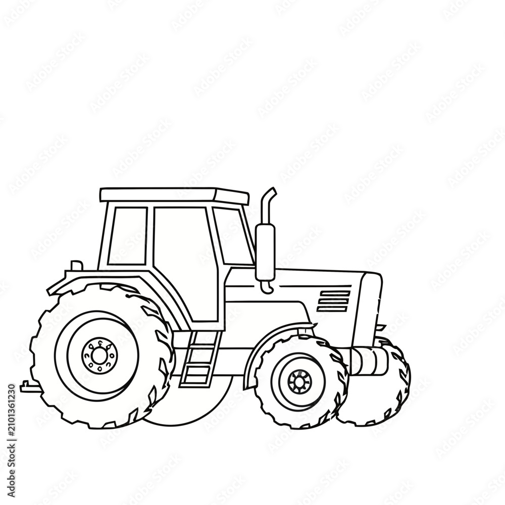 Obraz premium Line Art Tractor