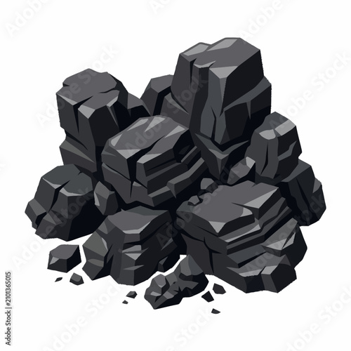 Fotografie Pile of dark gray rocky fragments.