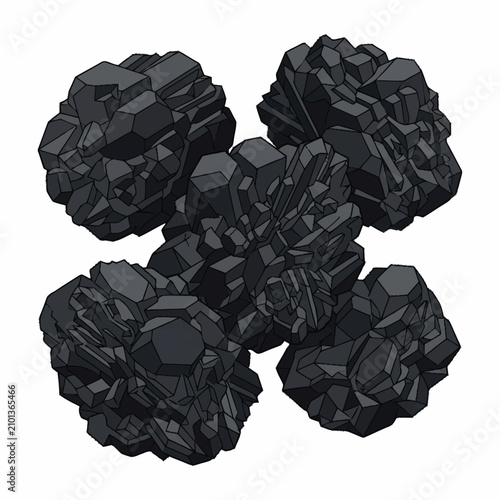 Billede på lærred Black Coal Rocks or Mineral Stones.